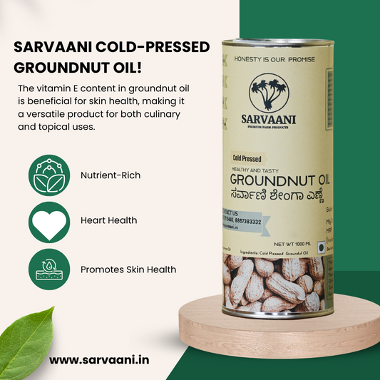 SARVAANI Cold-Pressed Groundnut Oil 100% pure, and unrefined -5liter